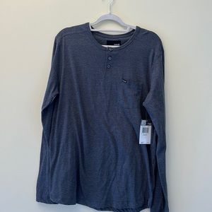 Men’s Hurley Henley long sleeve shirt. Dark gray. Size L. New with tags.